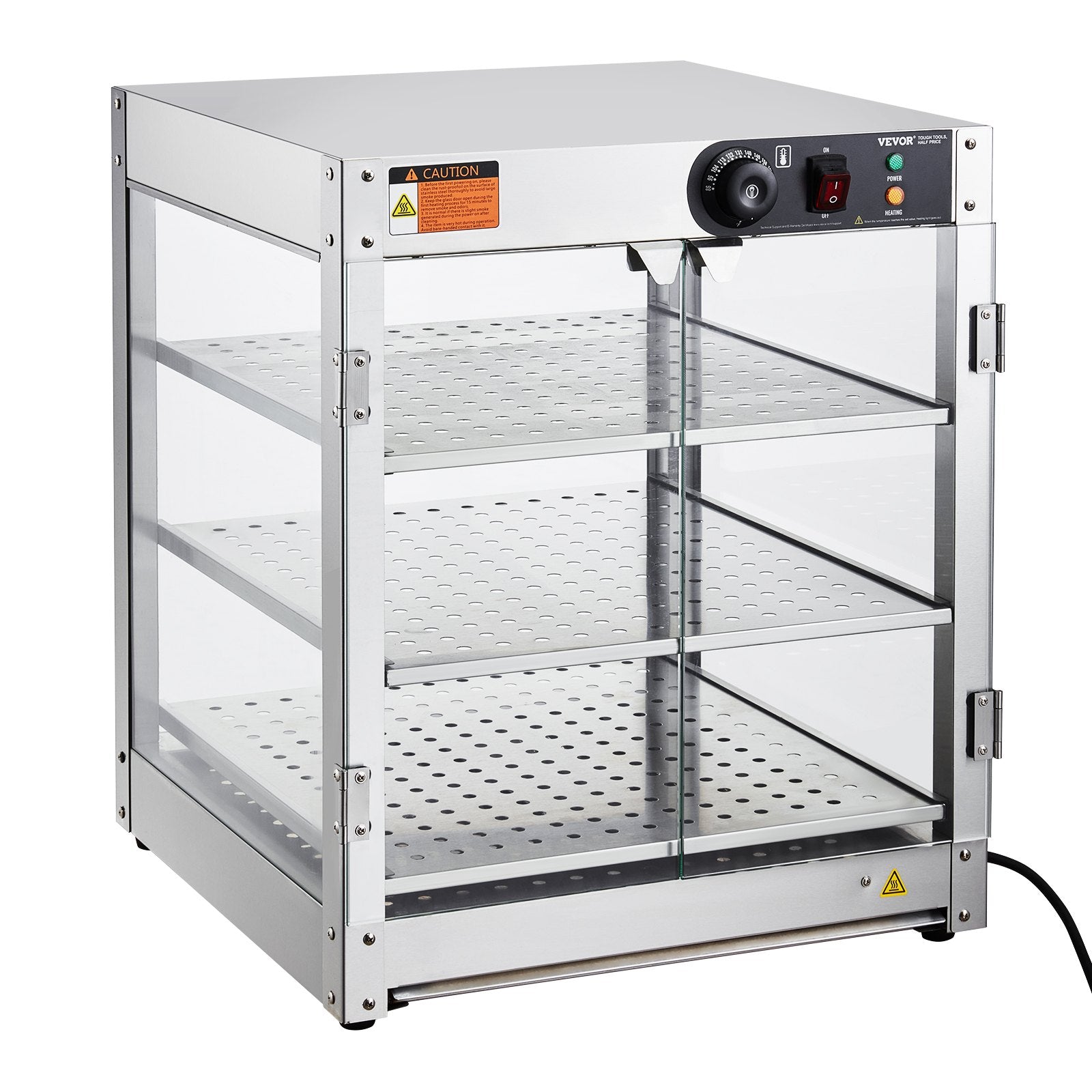 VEVOR 3-Tier Commercial Food Warmer Display Countertop Pizza Cabinet with Light 