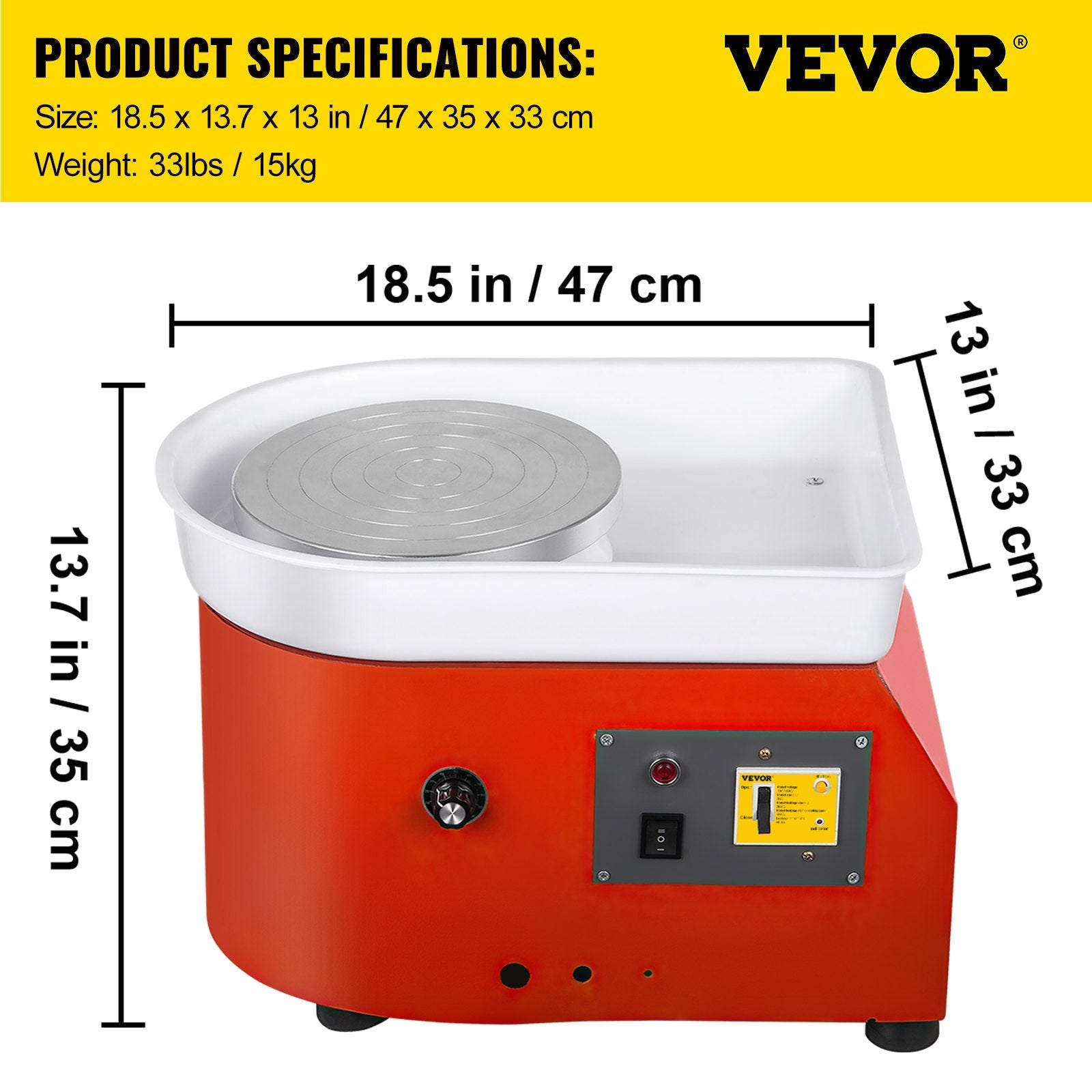 VEVOR Pottery Wheel 25cm Pottery Forming Machine with ABS Basin Electric Pottery Wheel 280W 110V for Ceramic Work Clay Art Craft 