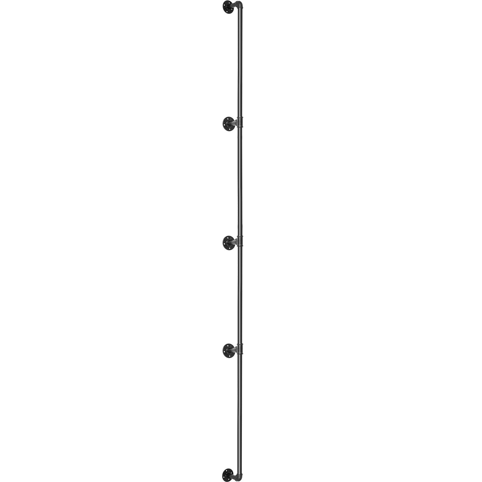 VEVOR Pipe Stair Handrail, 13FT Staircase Handrail, 440LBS Load Capacity Carbon Steel Pipe Handrail, Industrial Pipe Handrail with Wall Mount Support, Round Corner Wall Handrailing for Indoor, Outdoor 