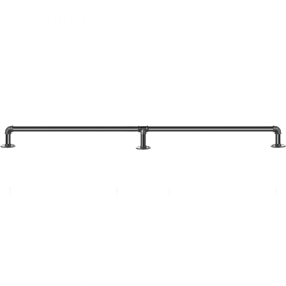 VEVOR Pipe Stair Handrail, 7FT Staircase Handrail, 440LBS Load Capacity Carbon Steel Pipe Handrail, Industrial Pipe Handrail with Wall Mount Support, Round Corner Wall Handrailings for Indoor, Outdoor 