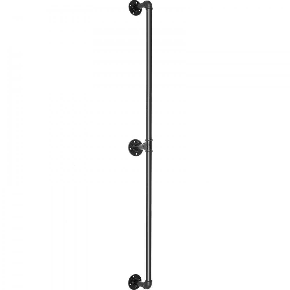 VEVOR Pipe Stair Handrail, 7FT Staircase Handrail, 440LBS Load Capacity Carbon Steel Pipe Handrail, Industrial Pipe Handrail with Wall Mount Support, Round Corner Wall Handrailings for Indoor, Outdoor 