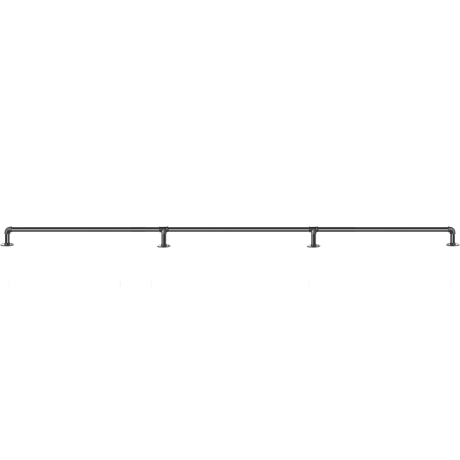 VEVOR Pipe Stair Handrail, 8FT Staircase Handrail, 440LBS Load Capacity Carbon Steel Pipe Handrail, Industrial Pipe Handrail with Wall Mount Support, Round Corner Wall Handrailings for Indoor, Outdoor 