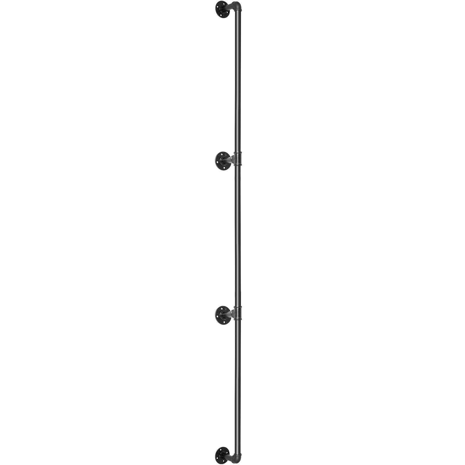 VEVOR Pipe Stair Handrail, 8FT Staircase Handrail, 440LBS Load Capacity Carbon Steel Pipe Handrail, Industrial Pipe Handrail with Wall Mount Support, Round Corner Wall Handrailings for Indoor, Outdoor 