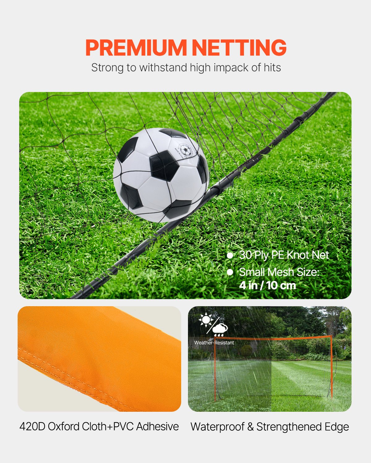 VEVOR 12x6 ft Portable Soccer Goal Kids Soccer Net Carry Bag Backyard Training 