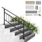 VEVOR Outdoor Stair Railing, Fits for 1-4 Steps Transitional Wrought Iron Handrail, Adjustable Exterior Stair Railing, Handrails for Concrete Steps with Installation Kit, Matte Black Outdoor Handrail