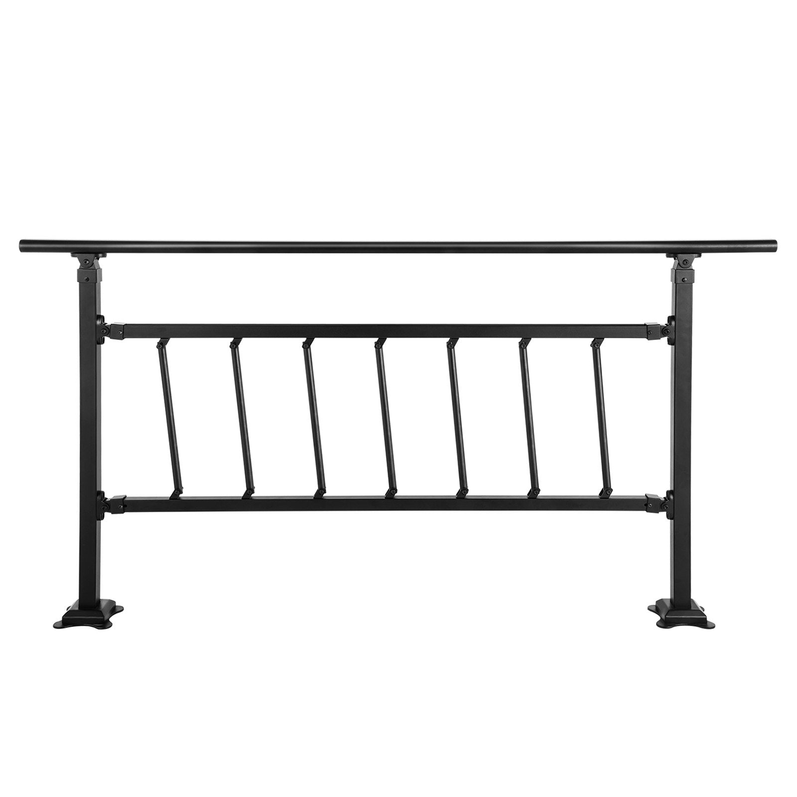 VEVOR Outdoor Stair Railing, Fits for 1-4 Steps Transitional Wrought Iron Handrail, Adjustable Exterior Stair Railing, Handrails for Concrete Steps with Installation Kit, Matte Black Outdoor Handrail 