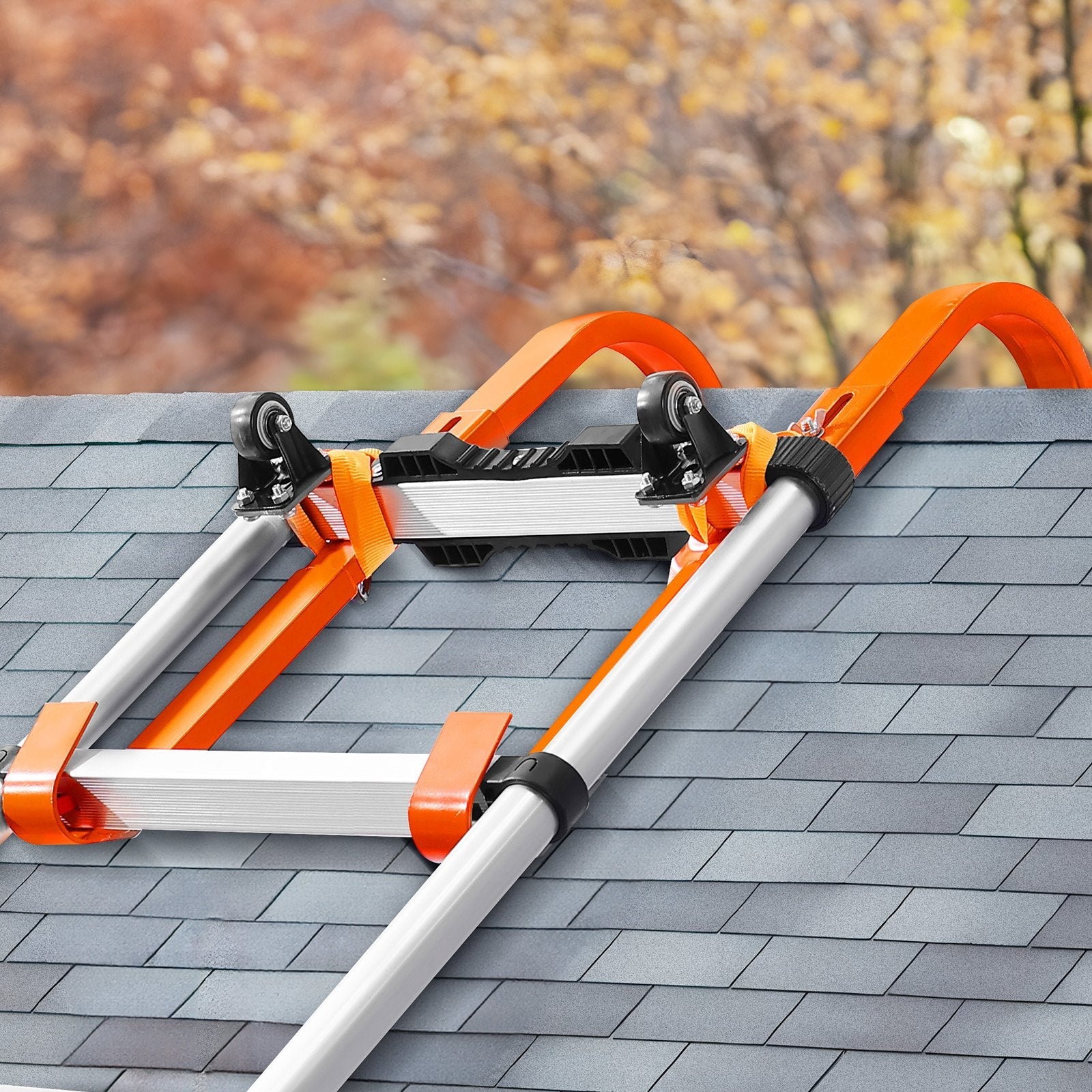 VEVOR Ladder Roof Hook Stabilizer 2 Pack with Wheel Rubber Grip T-Bar Steel 