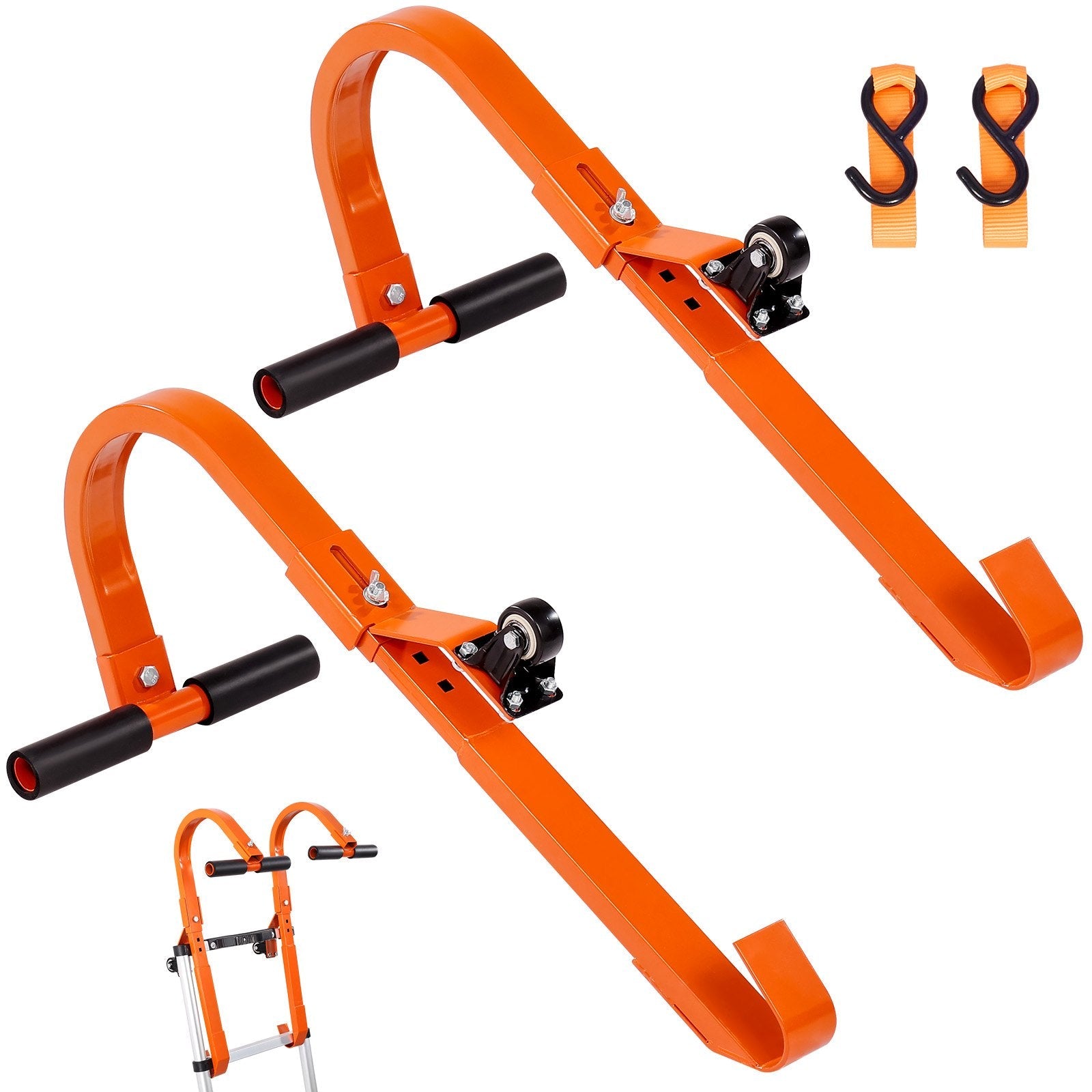 VEVOR Ladder Roof Hook Stabilizer 2 Pack with Wheel Rubber Grip T-Bar Steel 
