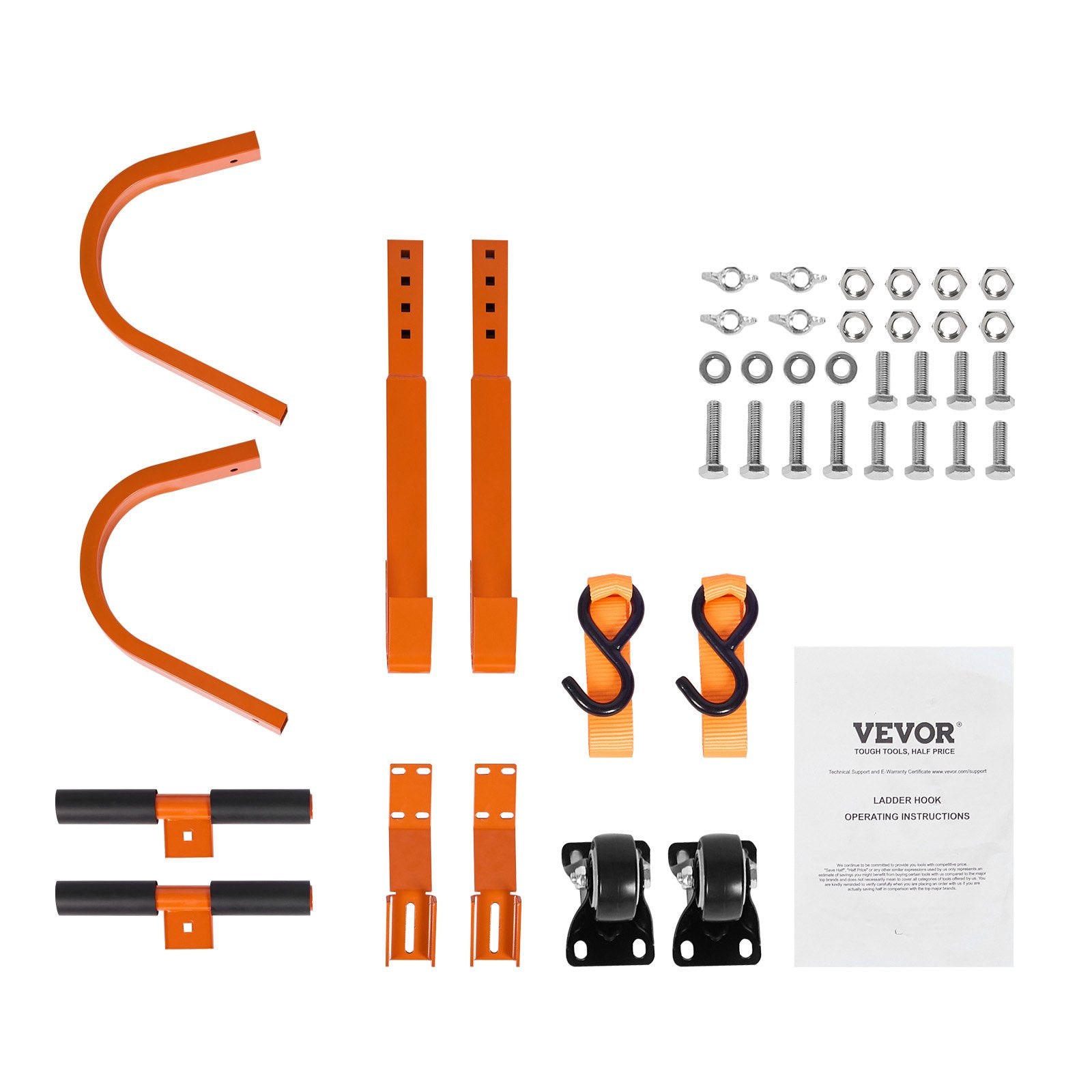 VEVOR Ladder Roof Hook Stabilizer 2 Pack with Wheel Rubber Grip T-Bar Steel 
