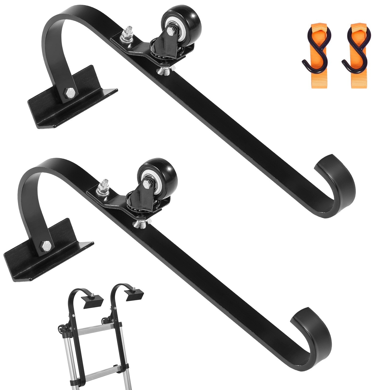 VEVOR Ladder Roof Hook Stabilizer 2 Pack with Fixed Wheel & Swivel Bar Steel 