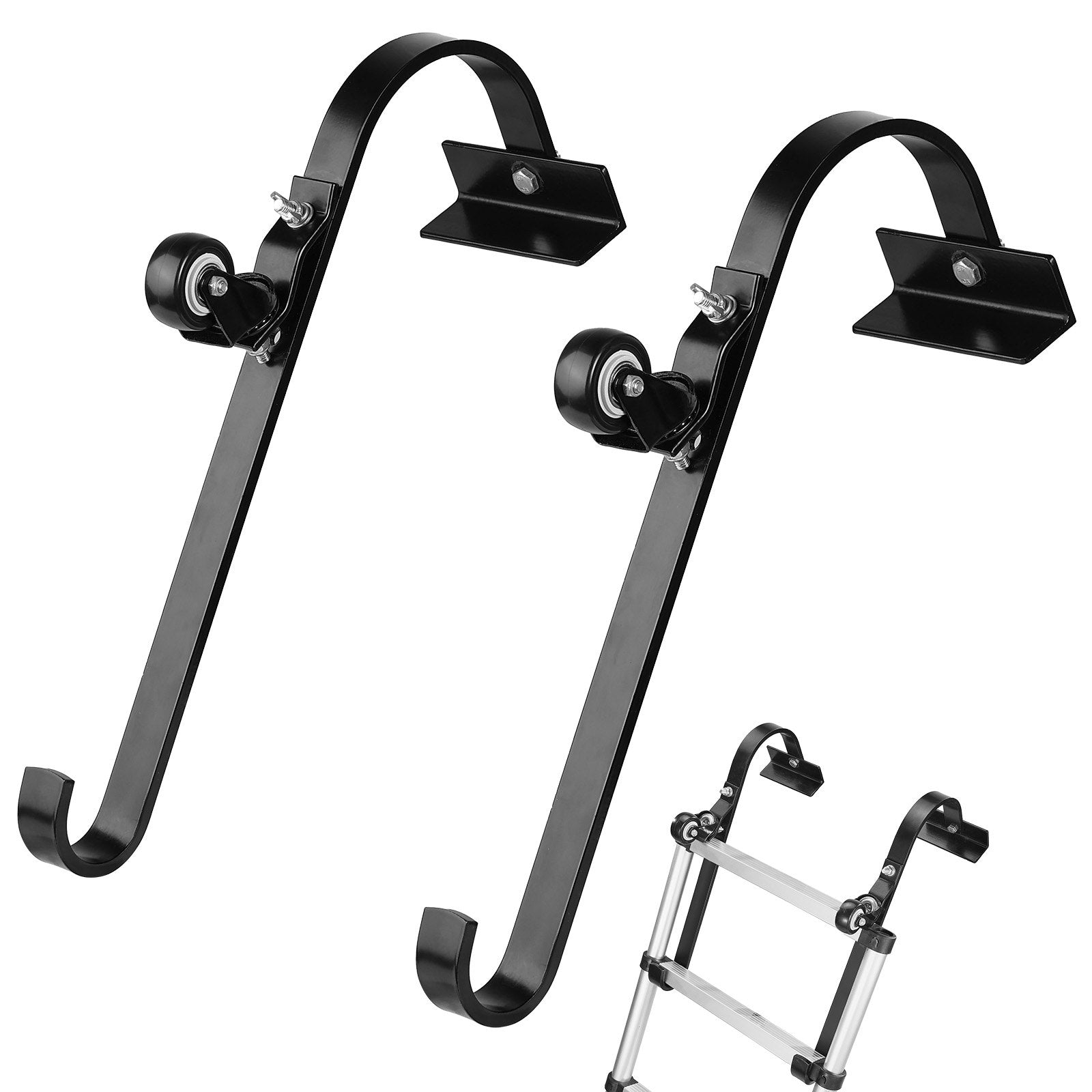 VEVOR Ladder Roof Hook Stabilizer 2 Pack with Fixed Wheel & Swivel Bar Steel 