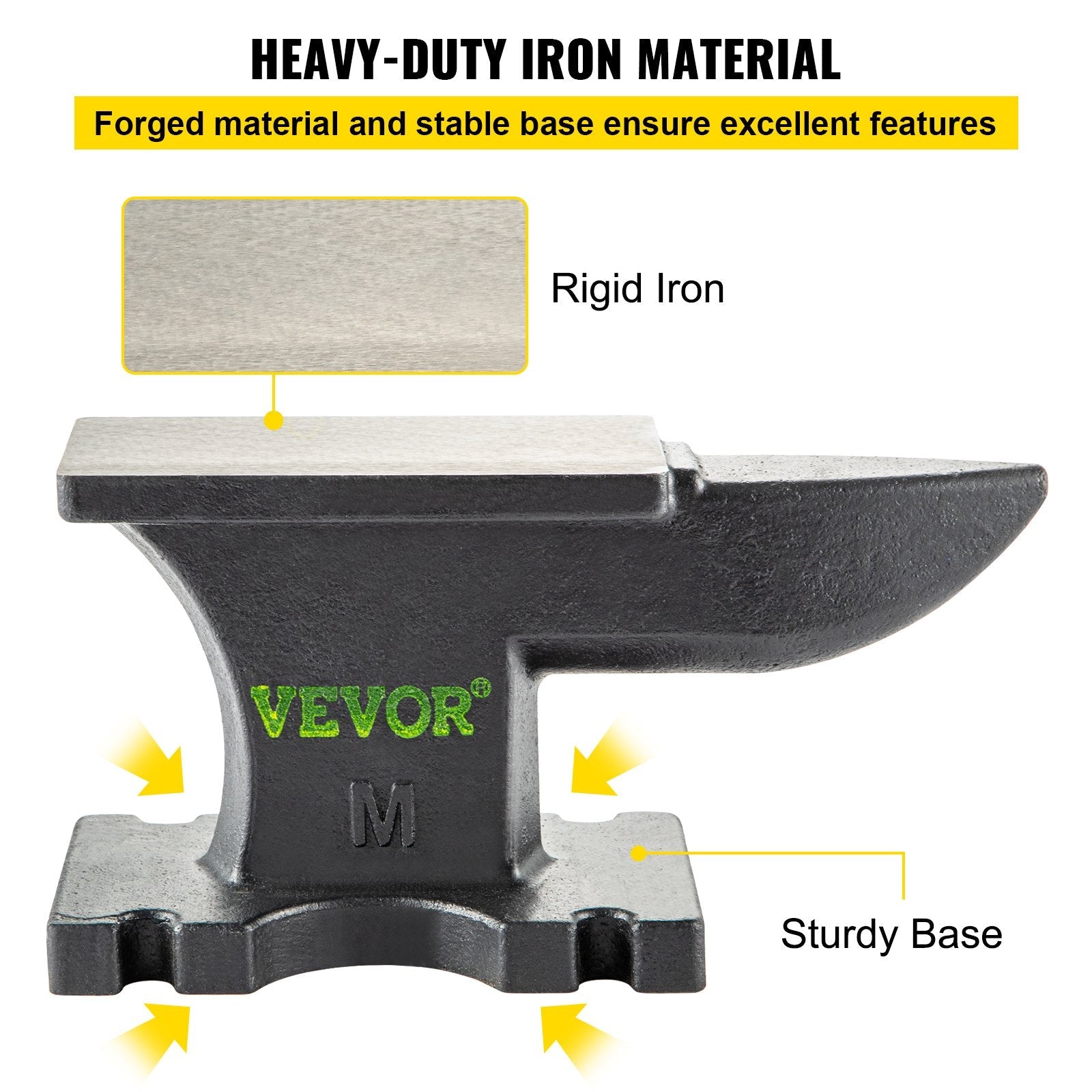 VEVOR Cast Iron Anvil, 25 Lbs(11kg) Single Horn Anvil with 6.8 x 3.5 inch Countertop and Stable Base, High Hardness Rugged Round Horn Anvil Blacksmith, for Bending, Shaping 