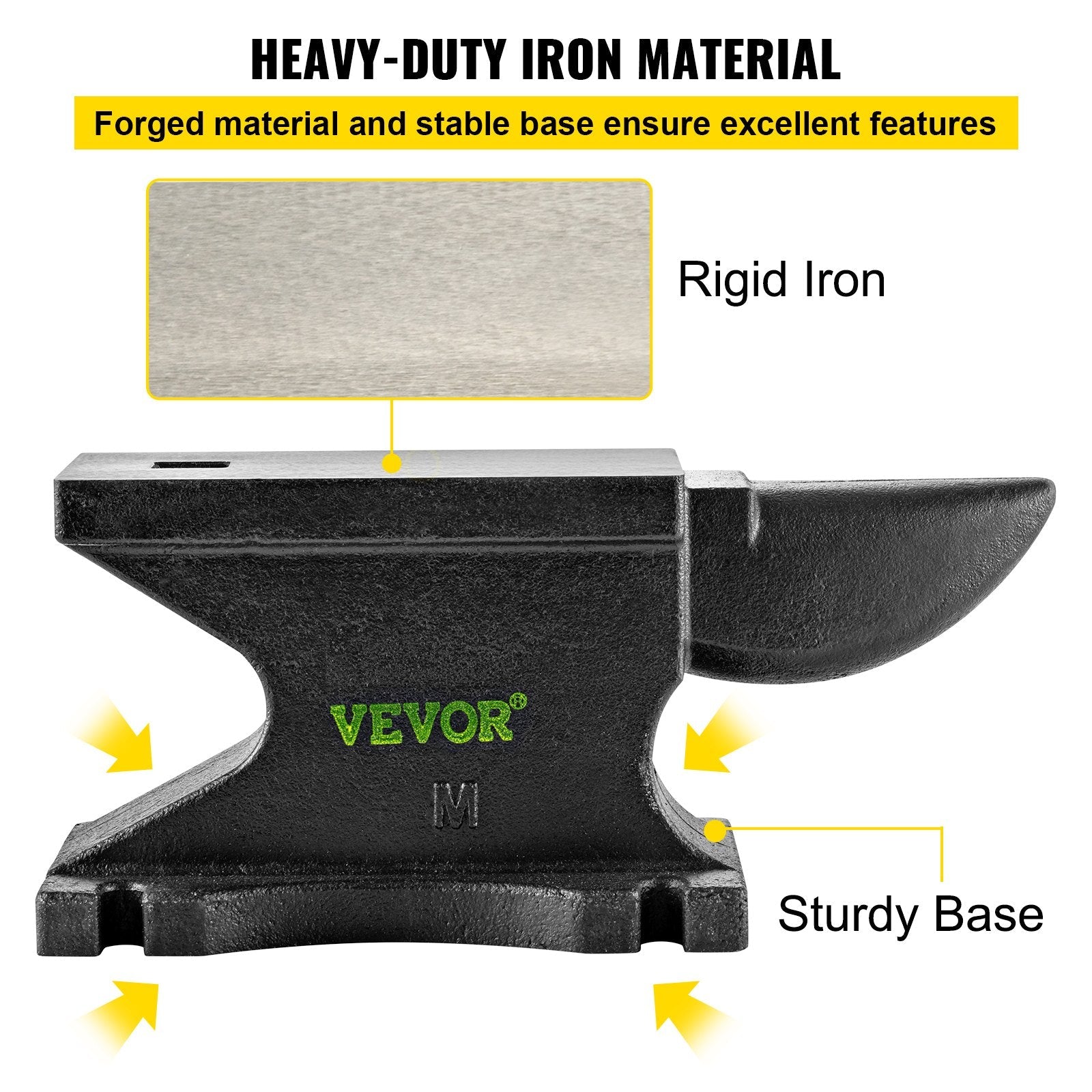 VEVOR Cast Iron Anvil, 100 Lbs(45kg)Single Horn Anvil with 10.4 x 5 in Countertop and Stable Base, High Hardness Rugged Round Horn Anvil Blacksmith, for Bending, Shaping, Twisting 