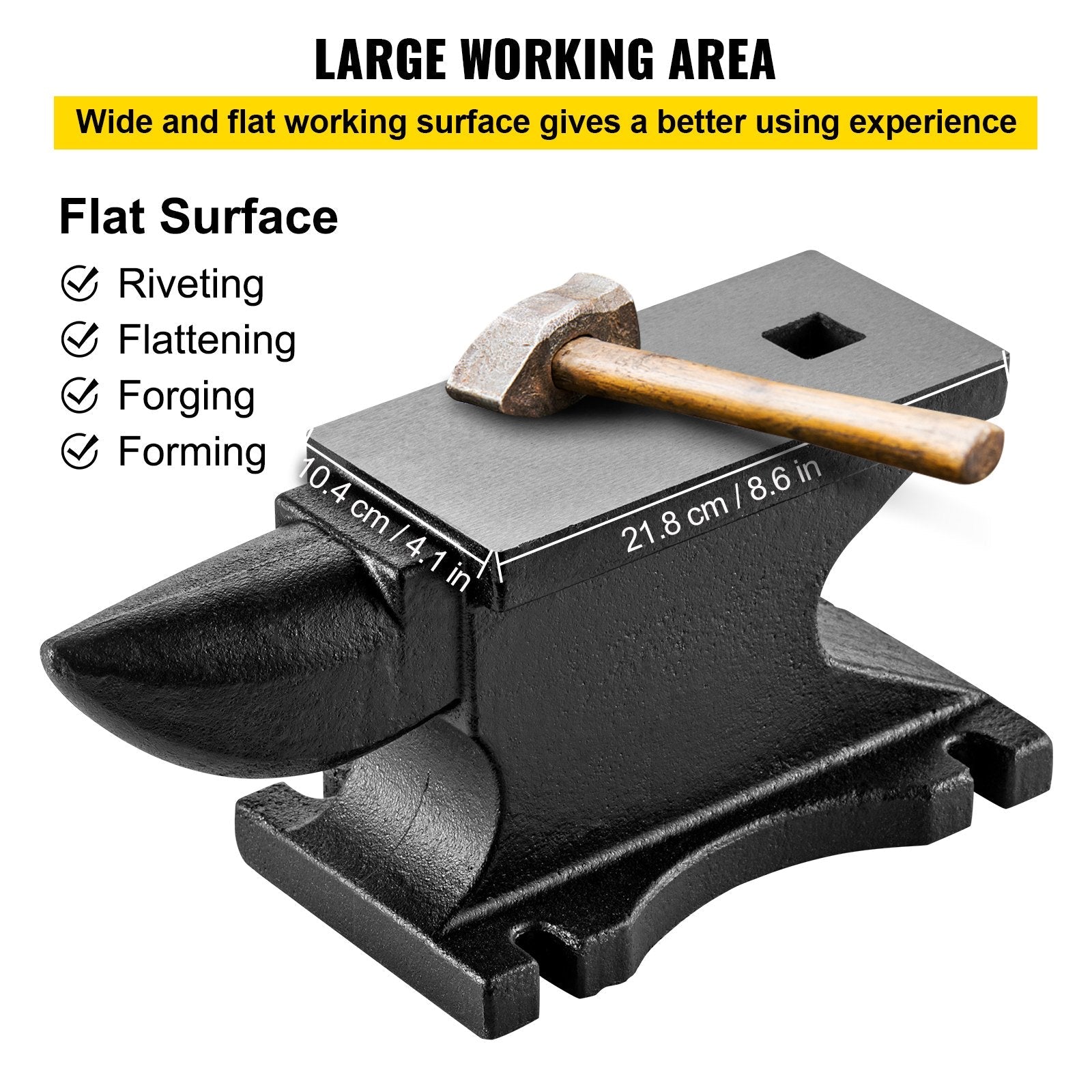 VEVOR Cast Iron Anvil, 55 Lbs(25kg)Single Horn Anvil with 8.6 x 4.1 inch Countertop and Stable Base, High Hardness Rugged Round Horn Anvil Blacksmith, for Bending, Shaping, Twisting 