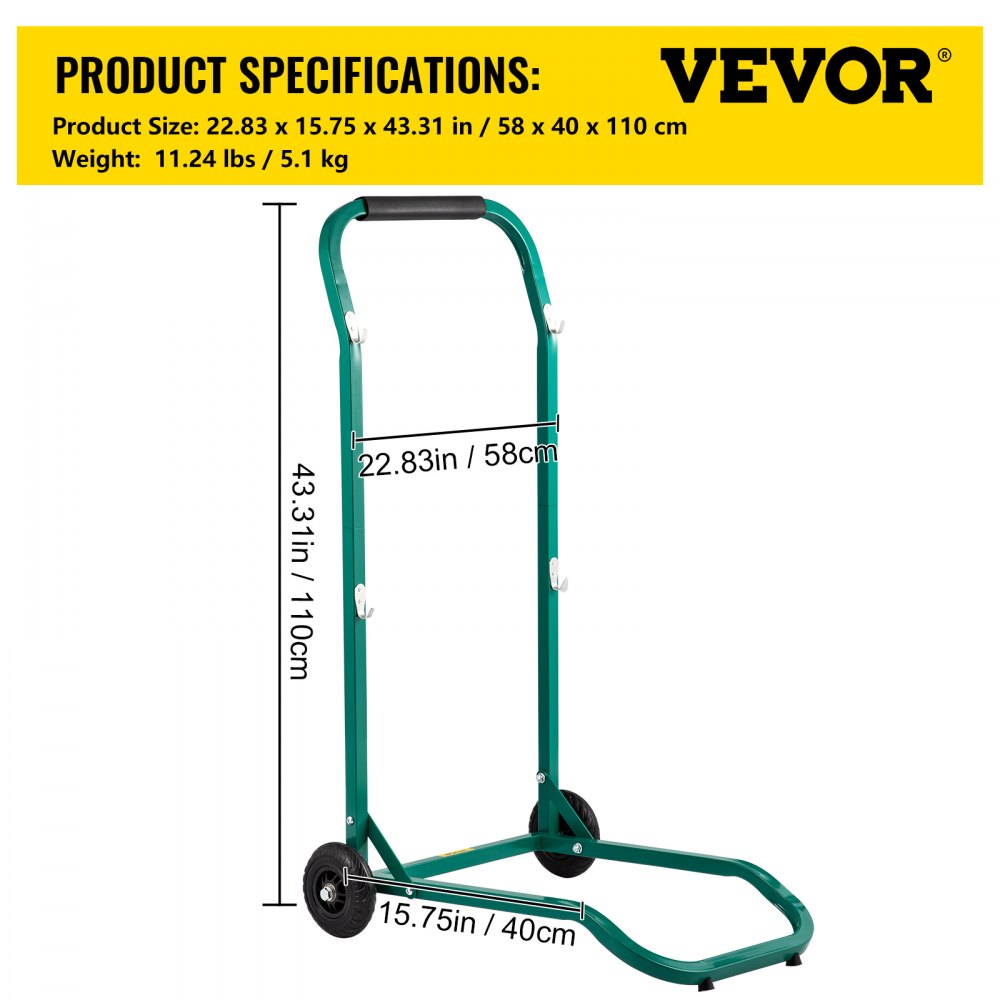 VEVOR Steel Recycling Cart, 220 lbs Load Capacity 22.8 x 15.7 Inch, 4 Wheels Moving Bin Cart, Easy Assembly & Weatherproof, Well-Built Hook-Type for Simple Recycle Bin and Recycle Caddy, Green 