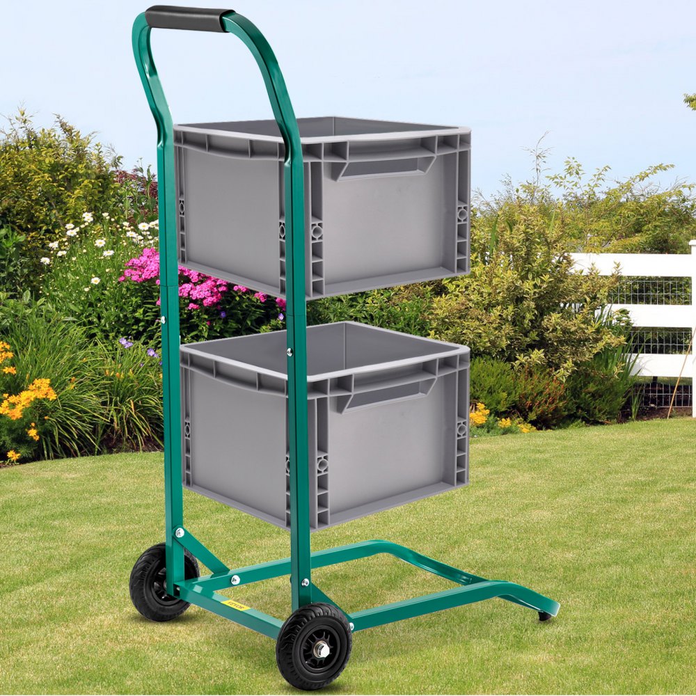 VEVOR Steel Recycling Cart, 220 lbs Load Capacity 22.8 x 15.7 Inch, 4 Wheels Moving Bin Cart, Easy Assembly & Weatherproof, Well-Built Hook-Type for Simple Recycle Bin and Recycle Caddy, Green 