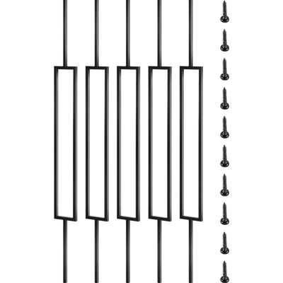 VEVOR Deck Balusters, 10 Pack Metal Deck Spindles, 44"x0.5" Staircase Baluster With Screws, Iron Deck Railing for Wood and Composite Deck, Stylish Black Baluster for Outdoor Stair Deck Porch 