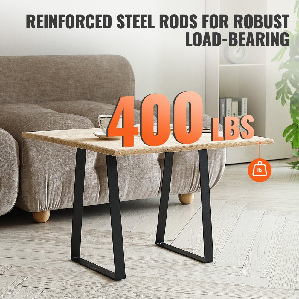 VEVOR 16 inch Trapezoid Steel Table Legs, Replacement Furniture Legs Set of 2 for DIY Coffee Tables, Modern Desks, Bench, Night Stands, Sofa, Max Load 400 lbs Heavy Duty, Quick Instalation Legs Black 