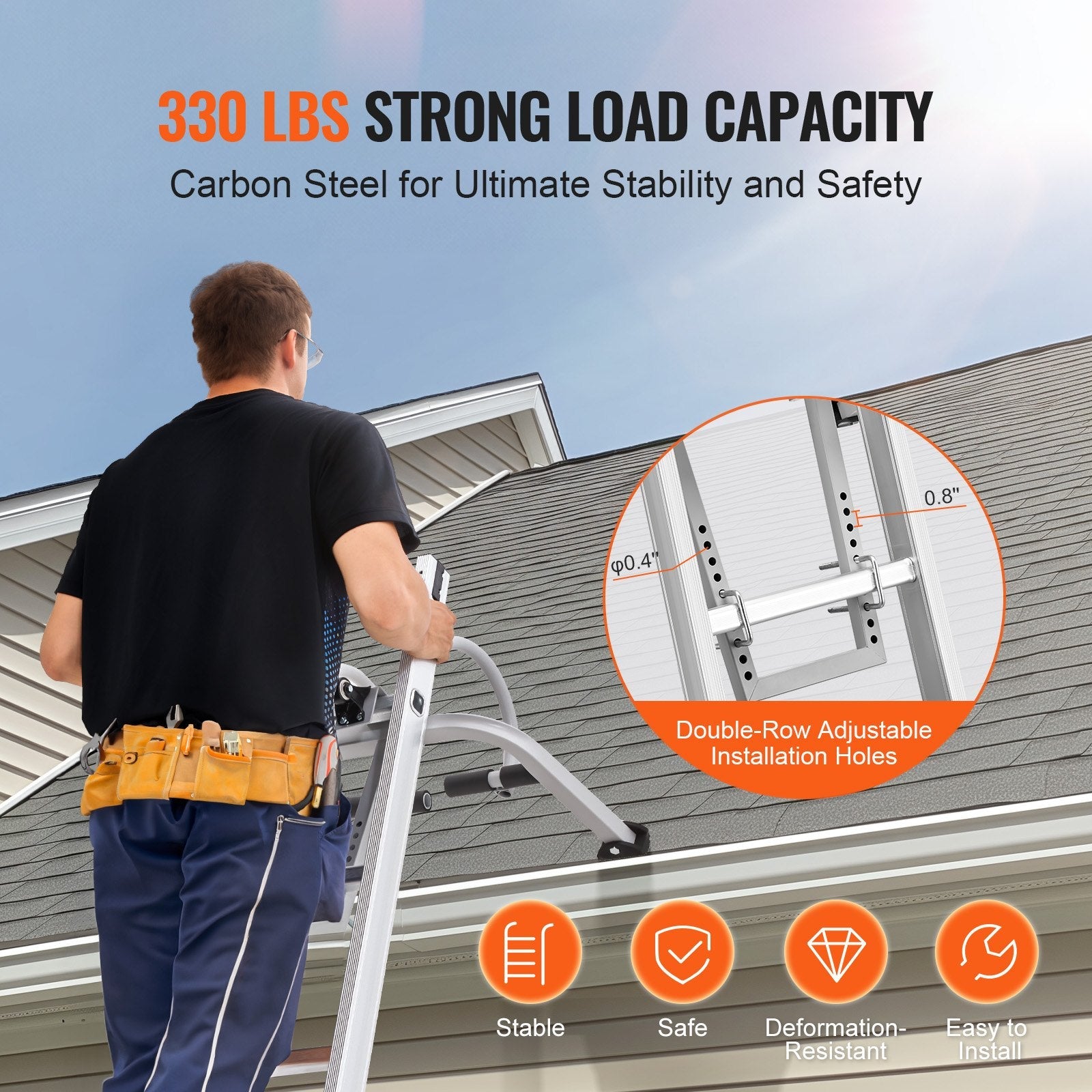 VEVOR 2 in 1 Ladder Stabilizer Extension Wall Standoff Hook Roof Ridge 