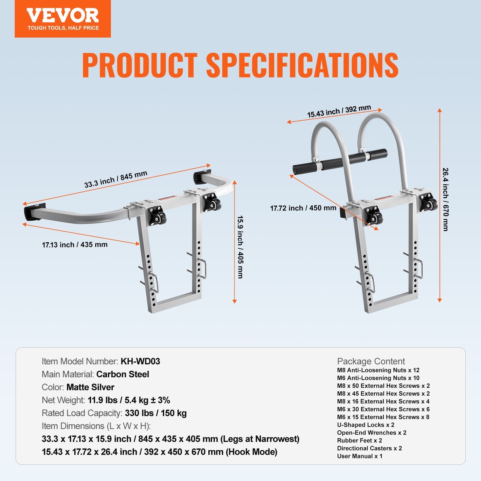 VEVOR 2 in 1 Ladder Stabilizer Extension Wall Standoff Hook Roof Ridge 