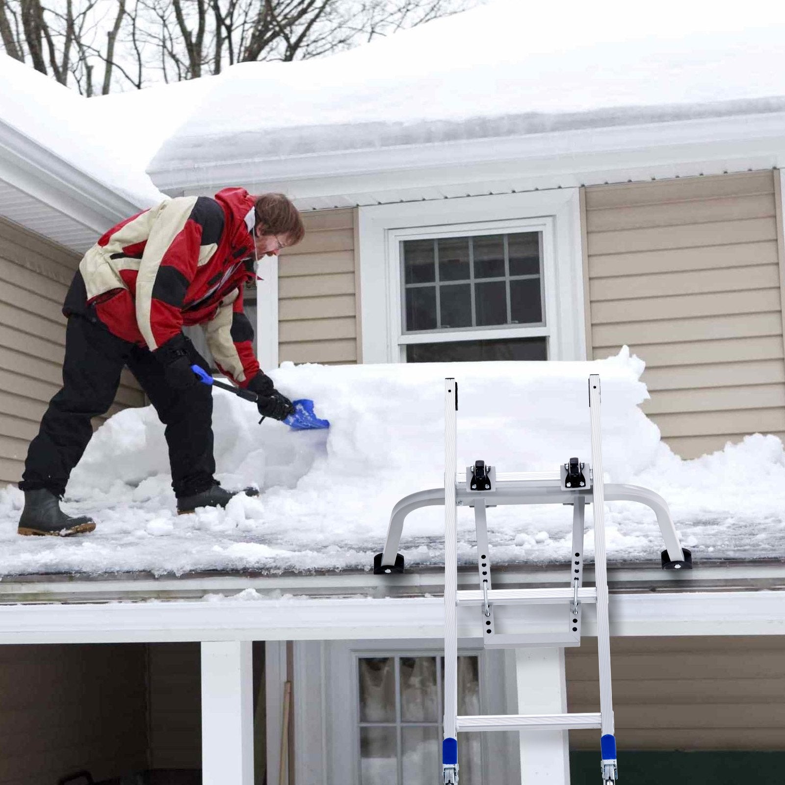 VEVOR 2 in 1 Ladder Stabilizer Extension Wall Standoff Hook Roof Ridge 
