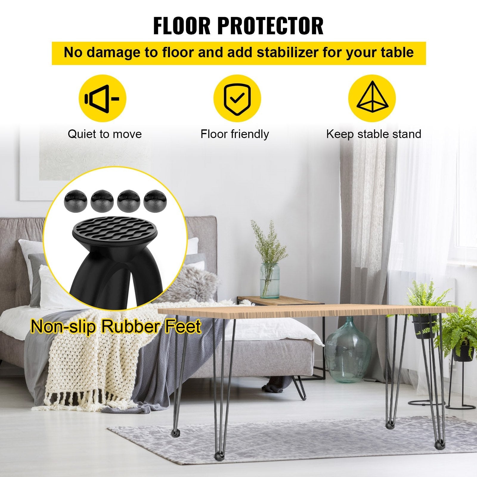 VEVOR Hairpin Table Legs 20 inch, Set of 4 DIY Desk Table Legs 3 Rods Heavy Duty 