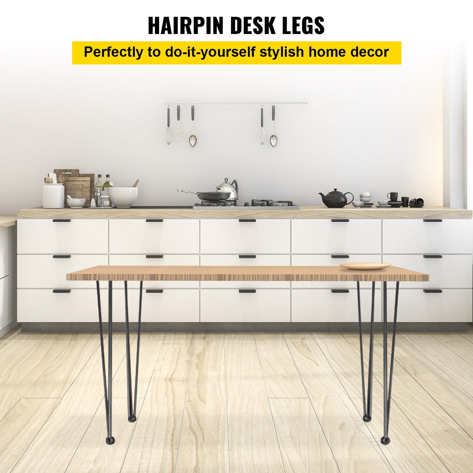 VEVOR Hairpin Table Legs 34 inch, Set of 4 DIY Desk Table Legs 3 Rods Heavy Duty 