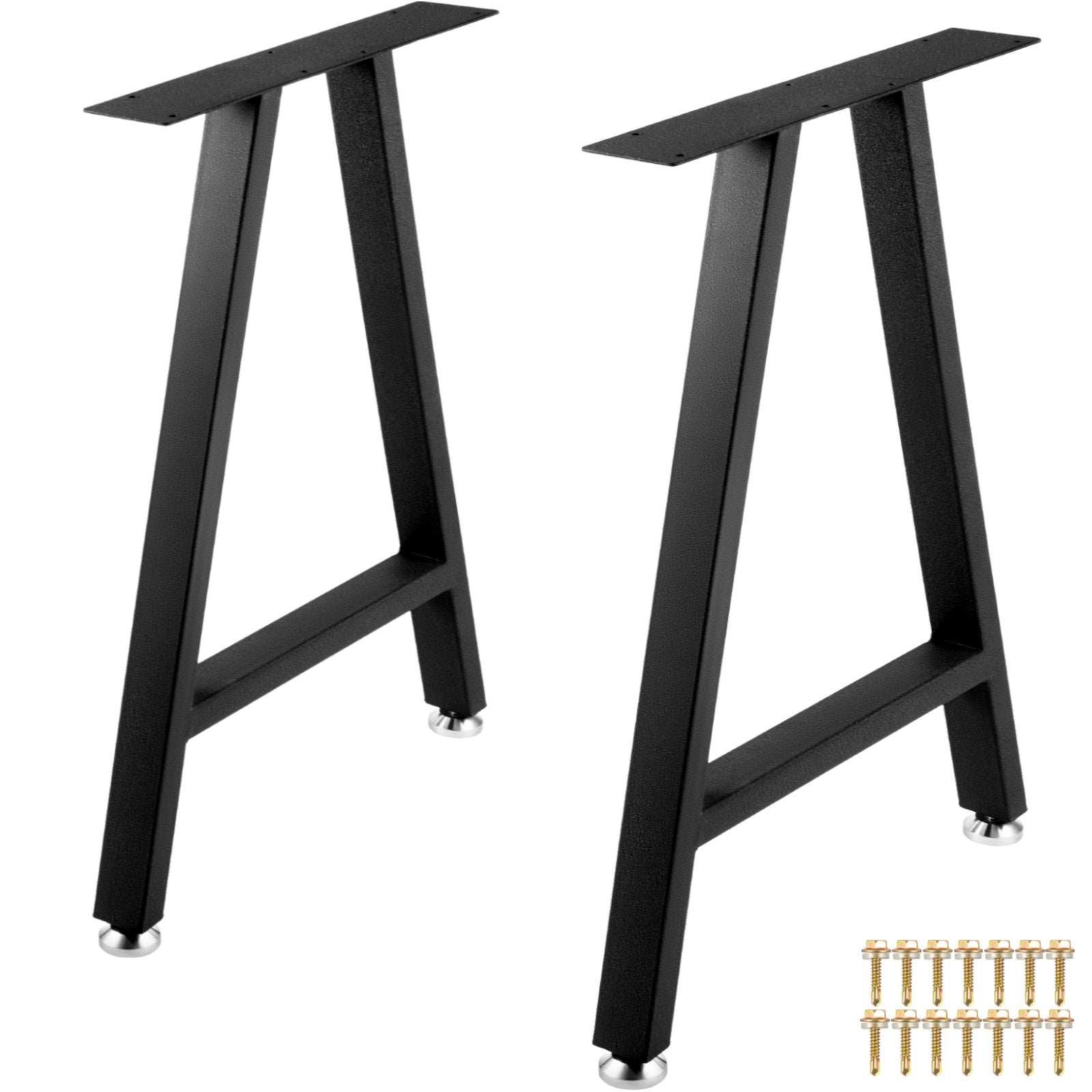 VEVOR Metal Table Legs 28 x 17.7 inch A-Shaped Desk Legs Set of 2 Heavy Duty Bench Legs Rustic Metal Furniture Legs Wrought Iron Coffee Table Legs Home DIY for Dining Table w/ Floor Protectors Black 