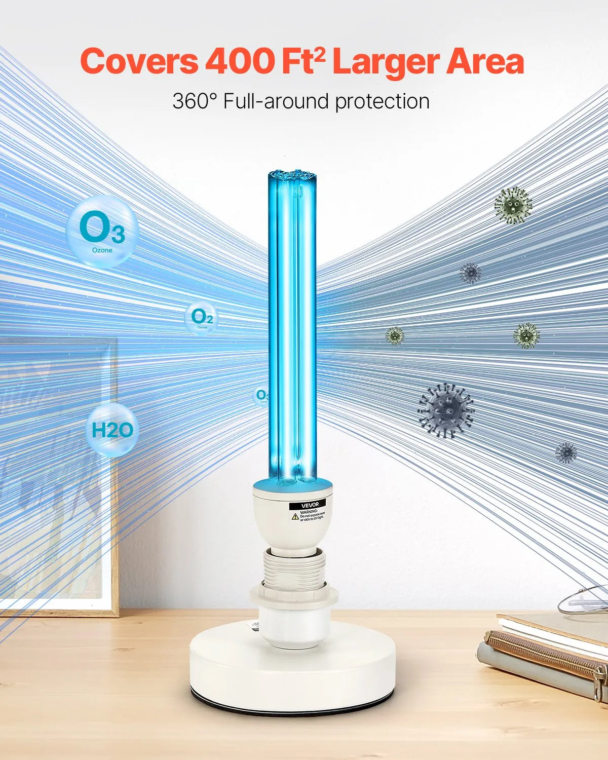 VEVOR UV Light 25W Ultraviolet Lamp with Ozone Purifier UVC Lamp Remote Control