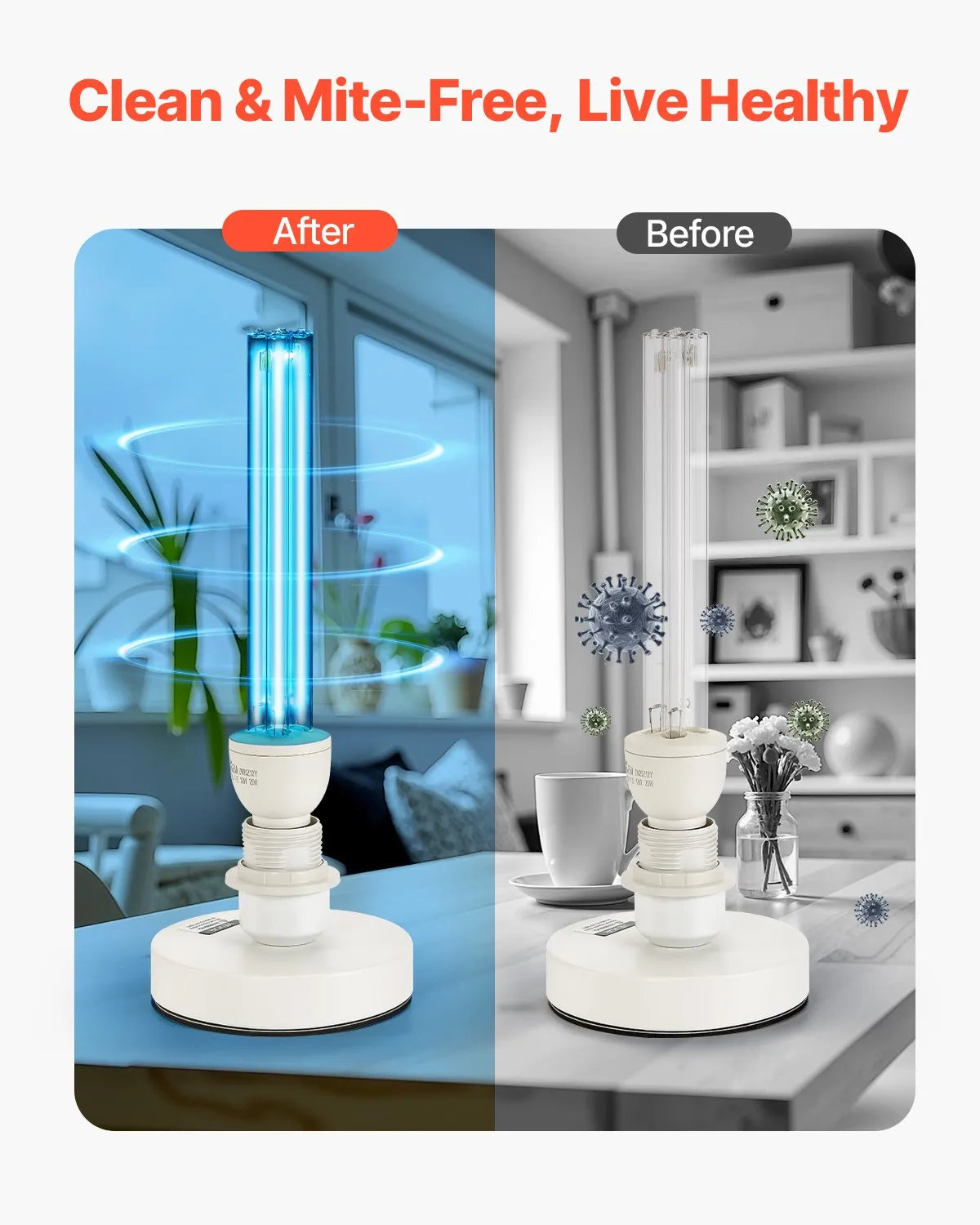 VEVOR UV Light 25W Ultraviolet Lamp with Ozone Purifier UVC Lamp Remote Control