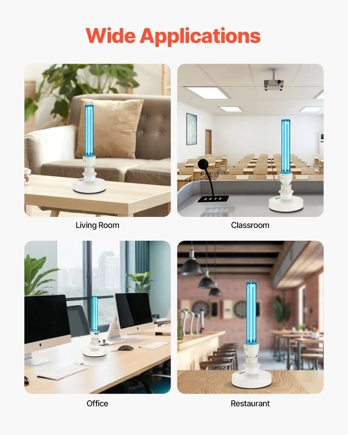 VEVOR UV Light 25W Ultraviolet Lamp with Ozone Purifier UVC Lamp Remote Control