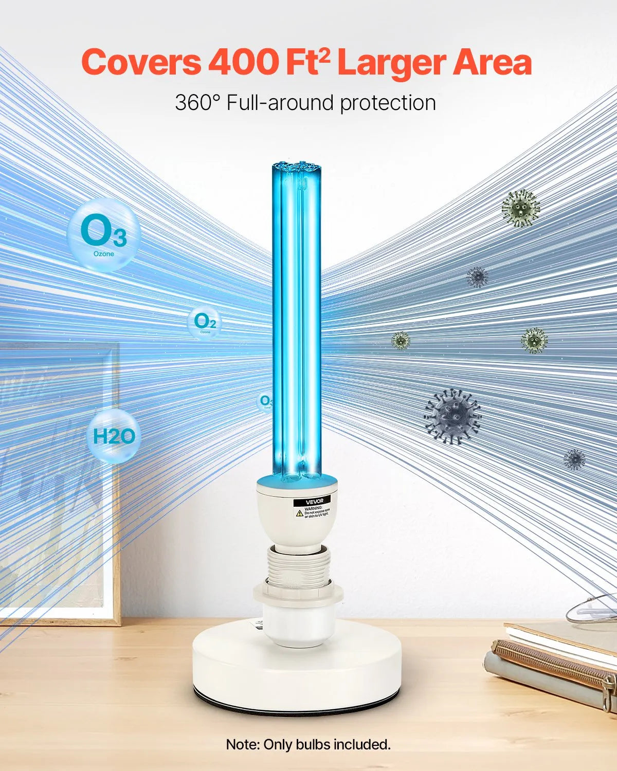 VEVOR UV Light Bulb 2 Pack 25W Replacement Ultraviolet UVC Lamp with Ozone UVO