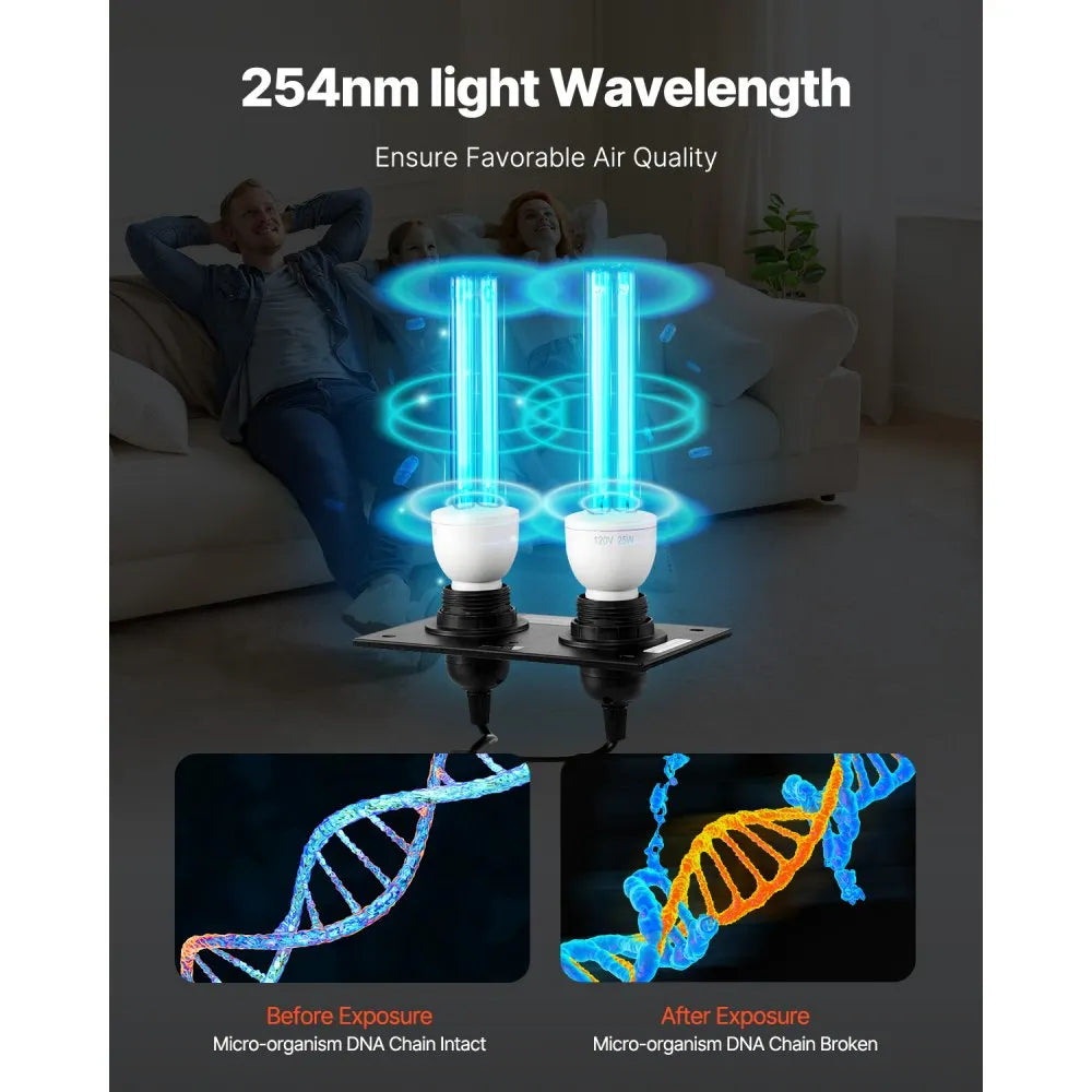 VEVOR HVAC Air Purifier Whole House 50W 5inch Light in Duct for Ac Systems