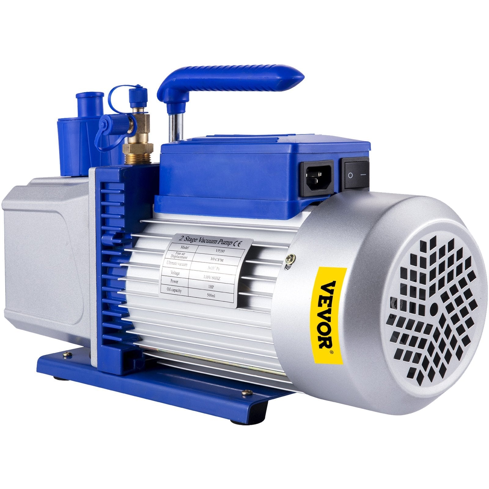 VEVOR Vacuum Pump 12CFM 1HP Vane Vacuum Pump Two Stage 3 x 10-1 Pa Ultimate HVAC Rotary Auto AC Refrigerant Vacuum Pump, for Automobile Reparation Vacuum Evacuation 