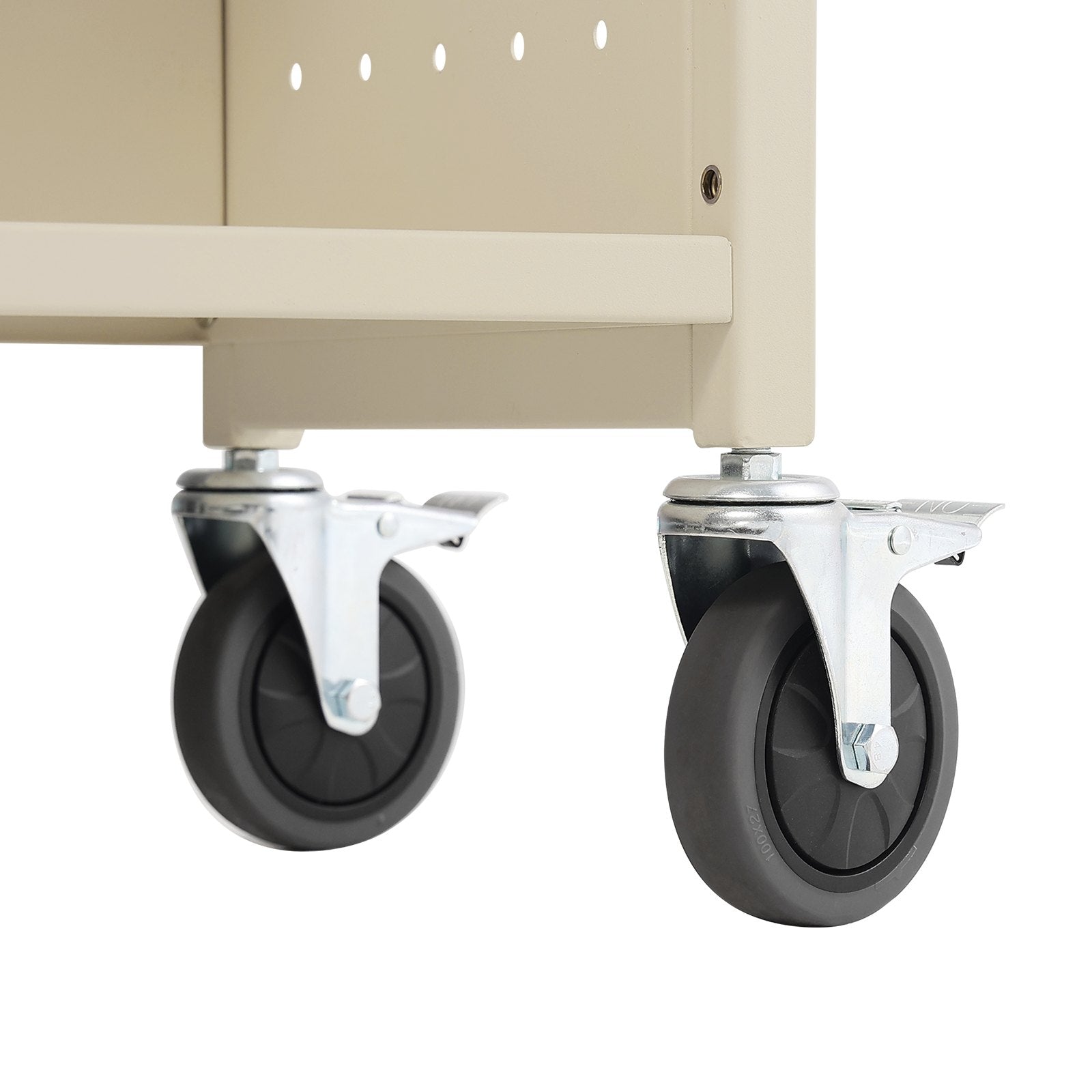 VEVOR Book Cart, 330 lbs Library Cart, 31.1" x 15.2" x 49.2" Rolling Book Cart, Single Sided V-Shaped Sloped Shelves with 4-Inch Lockable Wheels for Home Shelves Office and School, Book Truck in Cream 