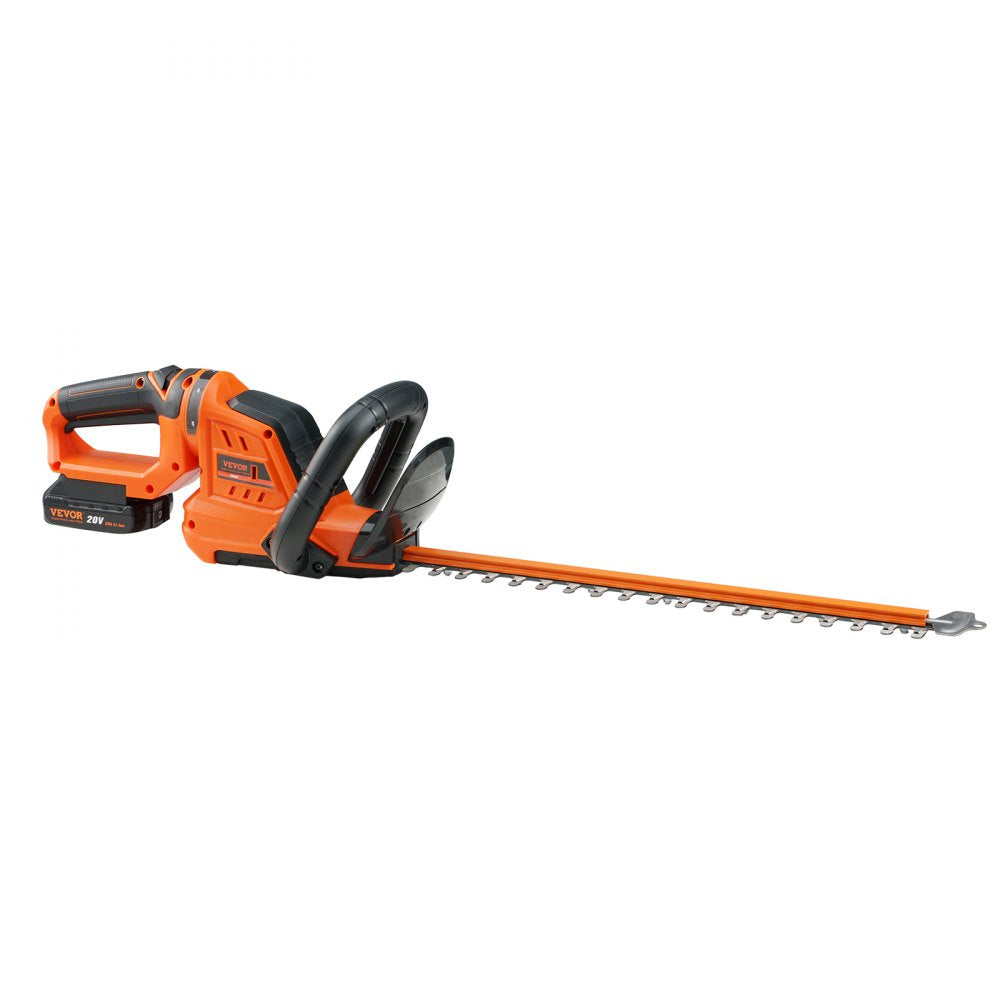 VEVOR 20V Cordless Hedge Trimmer, 18 inch Double-edged Steel Blade, Hedge Trimmer Kit 20V Battery, Fast Charger, and Blade Cover Included, 180° Rotating Head 