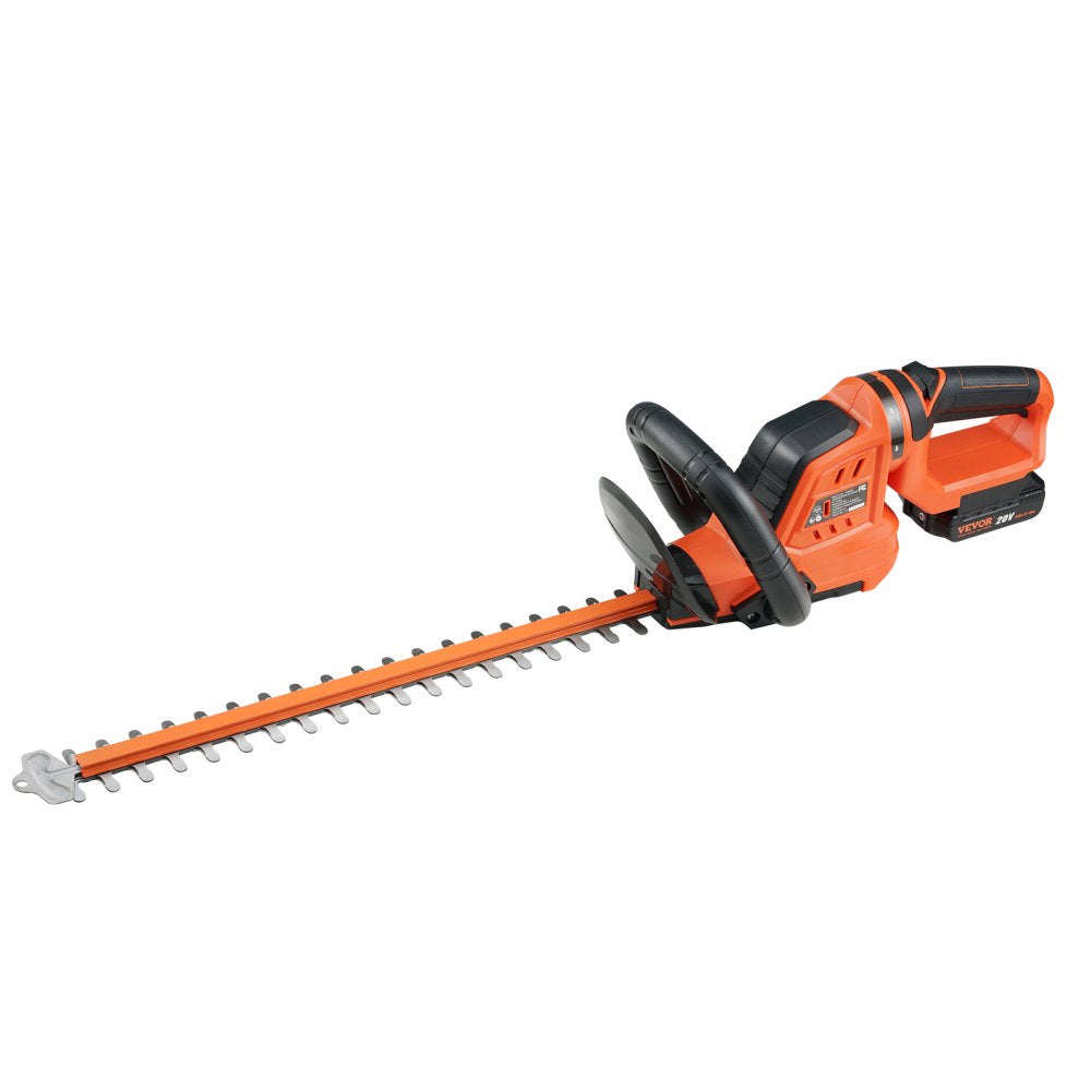 VEVOR 20V Cordless Hedge Trimmer, 18 inch Double-edged Steel Blade, Hedge Trimmer Kit 20V Battery, Fast Charger, and Blade Cover Included, 180° Rotating Head 