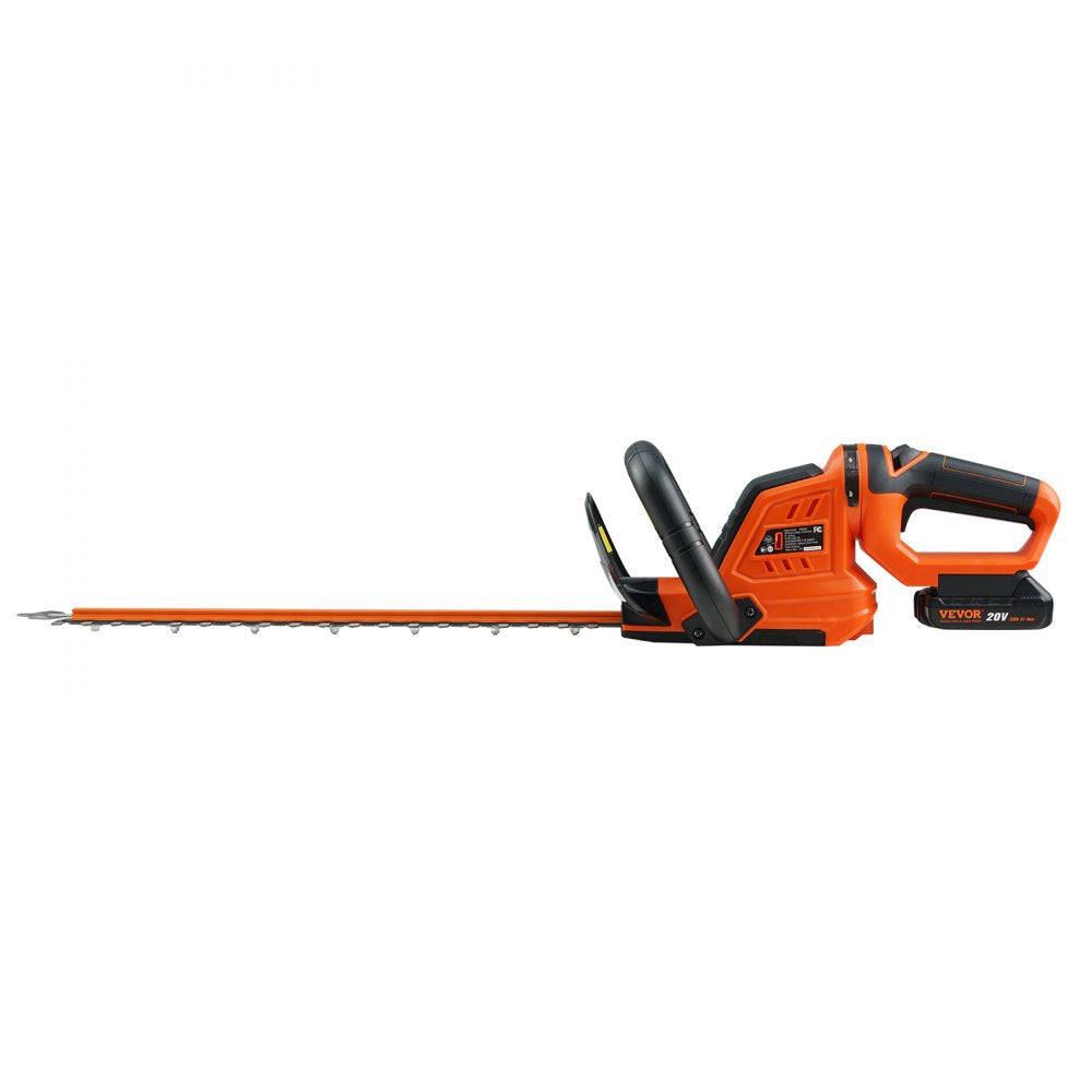 VEVOR 20V Cordless Hedge Trimmer, 18 inch Double-edged Steel Blade, Hedge Trimmer Kit 20V Battery, Fast Charger, and Blade Cover Included, 180° Rotating Head 