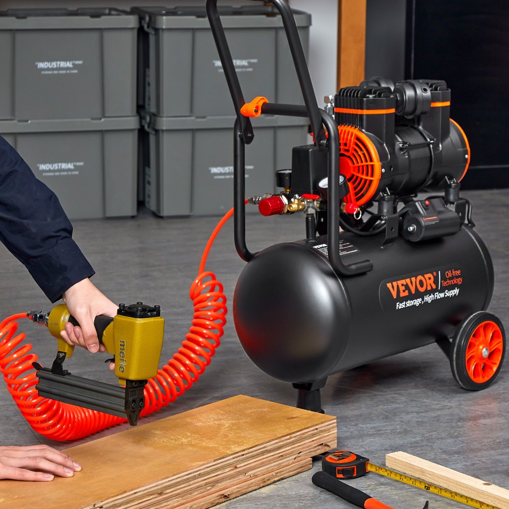VEVOR Air Compressor 6.3 Gallon 1450W 3.35 CFM@ 90PSI 70 dB Ultra Quiet Oil Free 