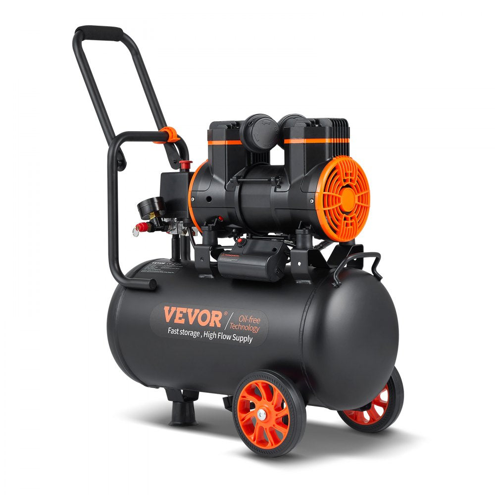 VEVOR Air Compressor 6.3 Gallon 1450W 3.35 CFM@ 90PSI 70 dB Ultra Quiet Oil Free 