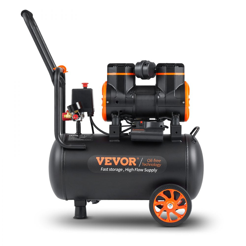 VEVOR Air Compressor 6.3 Gallon 1450W 3.35 CFM@ 90PSI 70 dB Ultra Quiet Oil Free 