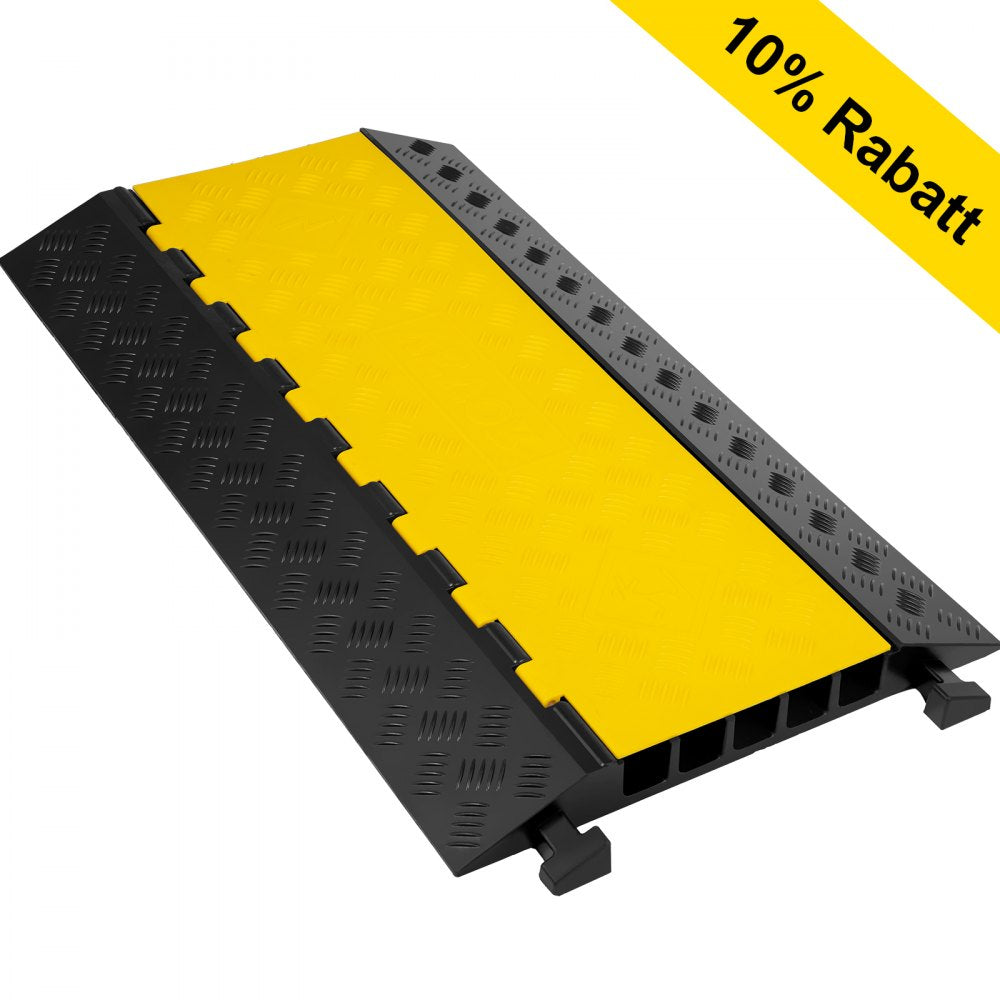 VEVOR 5 Channel Rubber Cable Protectors Extreme Cable Ramps 66000lbs Heavy Duty 5 Slots Protective Cable Wire Cord Ramp Driveway Rubber Traffic Speed Bumps 