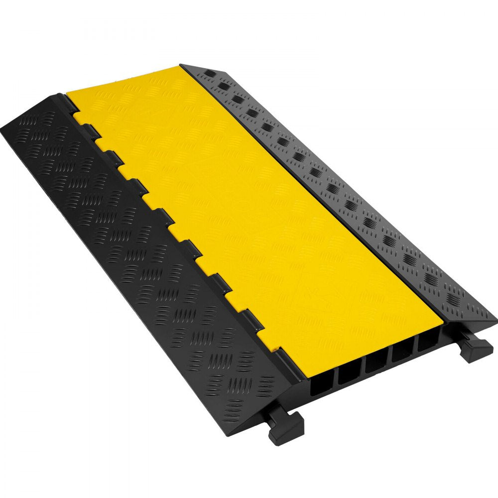 VEVOR 5 Channel Rubber Cable Protectors Extreme Cable Ramps 66000lbs Heavy Duty 5 Slots Protective Cable Wire Cord Ramp Driveway Rubber Traffic Speed Bumps 