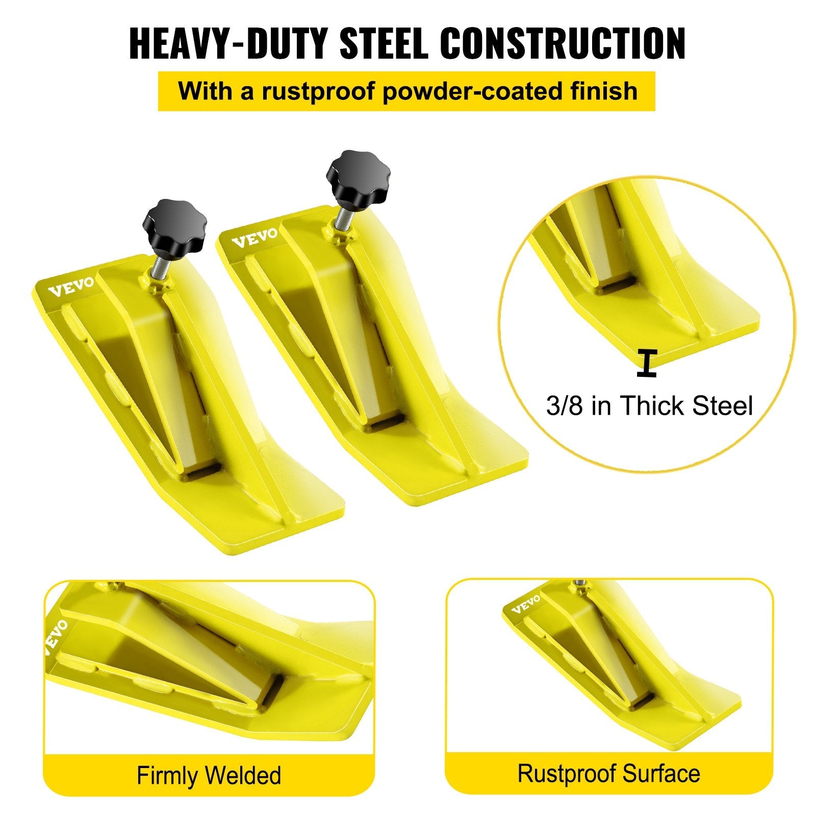 VEVOR 2pcs Tractor Bucket Protector Ski Edge Tamer Protector Snow Removal Yellow 