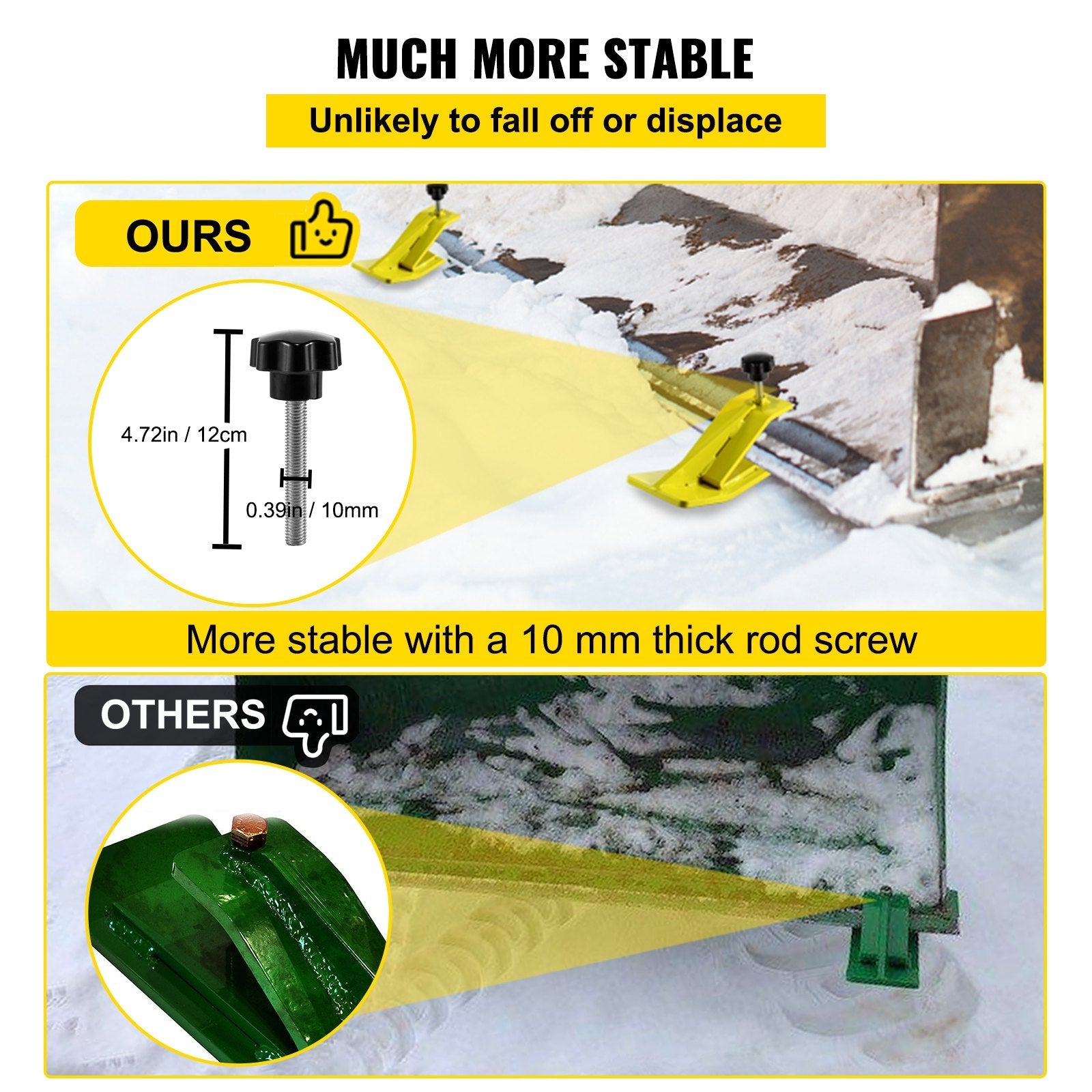 VEVOR 2pcs Tractor Bucket Protector Ski Edge Tamer Protector Snow Removal Yellow 