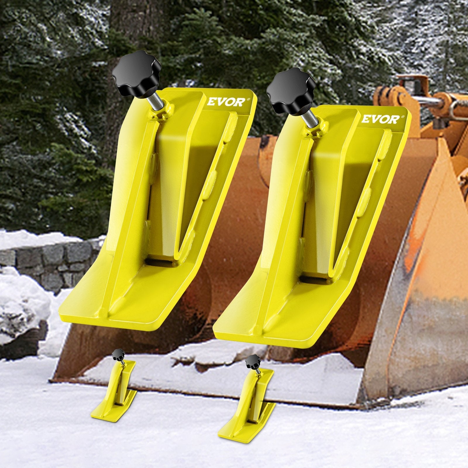 VEVOR 2pcs Tractor Bucket Protector Ski Edge Tamer Protector Snow Removal Yellow 
