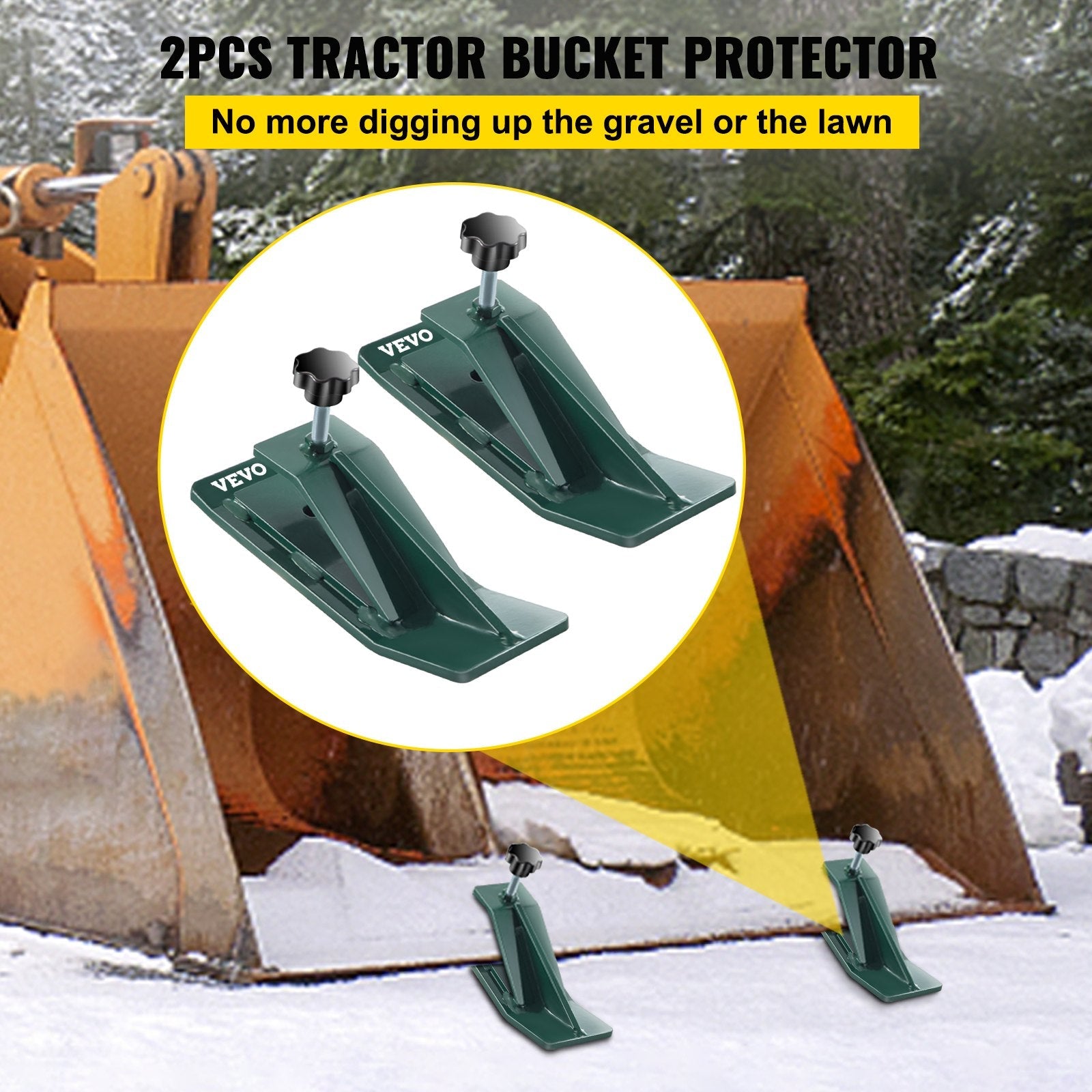 VEVOR 2pcs Tractor Bucket Protector Ski Edge Tamer Protector Snow Removal Green 