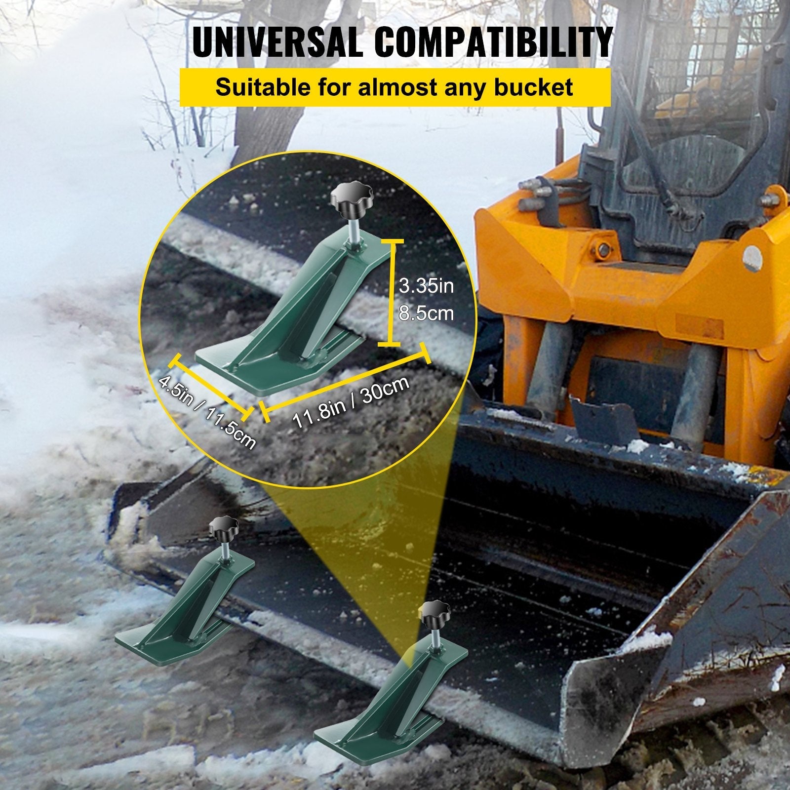 VEVOR 2pcs Tractor Bucket Protector Ski Edge Tamer Protector Snow Removal Green 