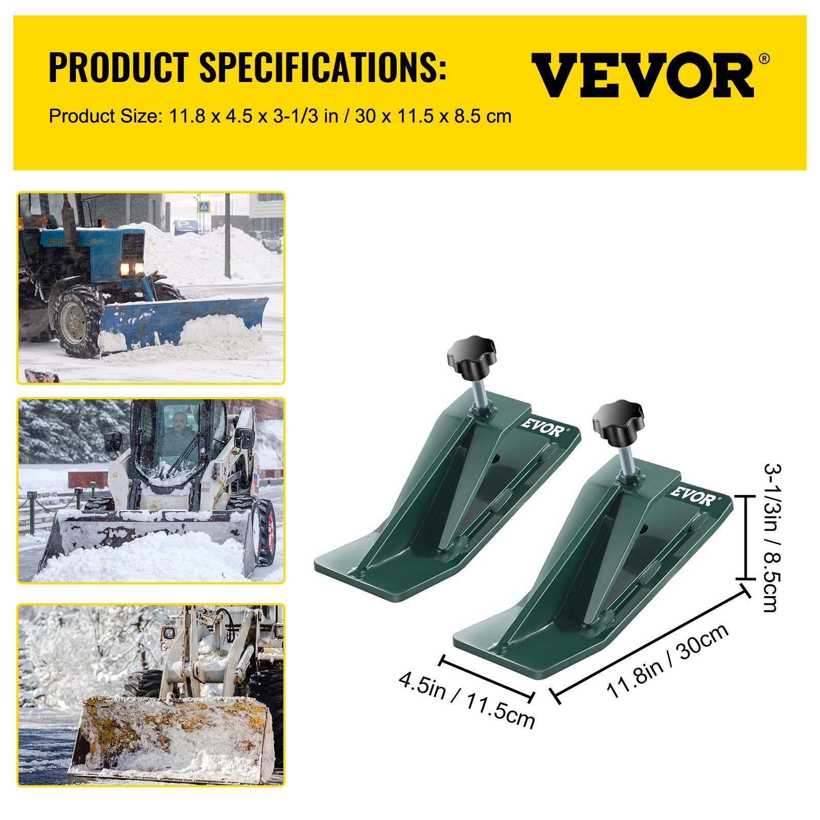 VEVOR 2pcs Tractor Bucket Protector Ski Edge Tamer Protector Snow Removal Green 