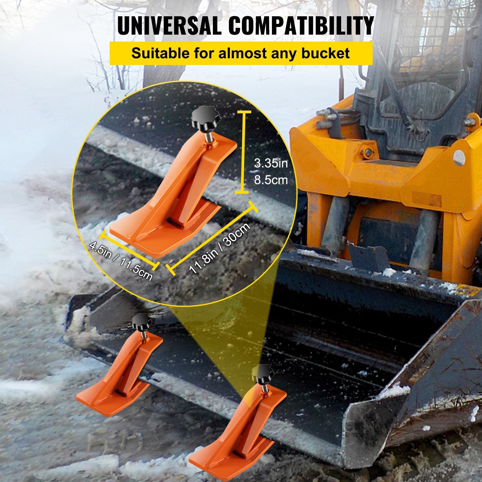 VEVOR 2pcs Tractor Bucket Protector Ski Edge Tamer Protector Snow Removal Orange 